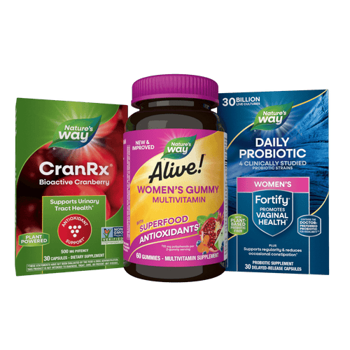 Natures's Way Woman's Bundle (CranRx, Alive Women's Gummy Multi, Fortify Women's Daily Probiotic) Sku:BUNDLE