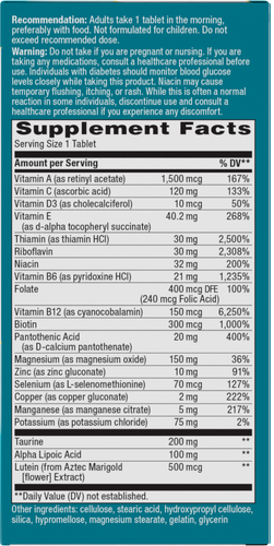 Alpha Betic Multivitamin - right side of pack Sku:60038