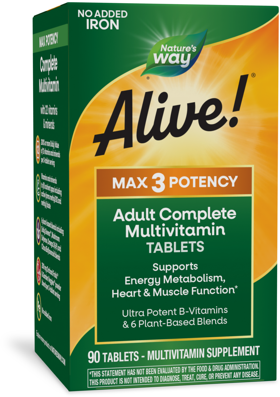 Alive!® Max3 Potency Adult Complete Multivitamin (No Iron)