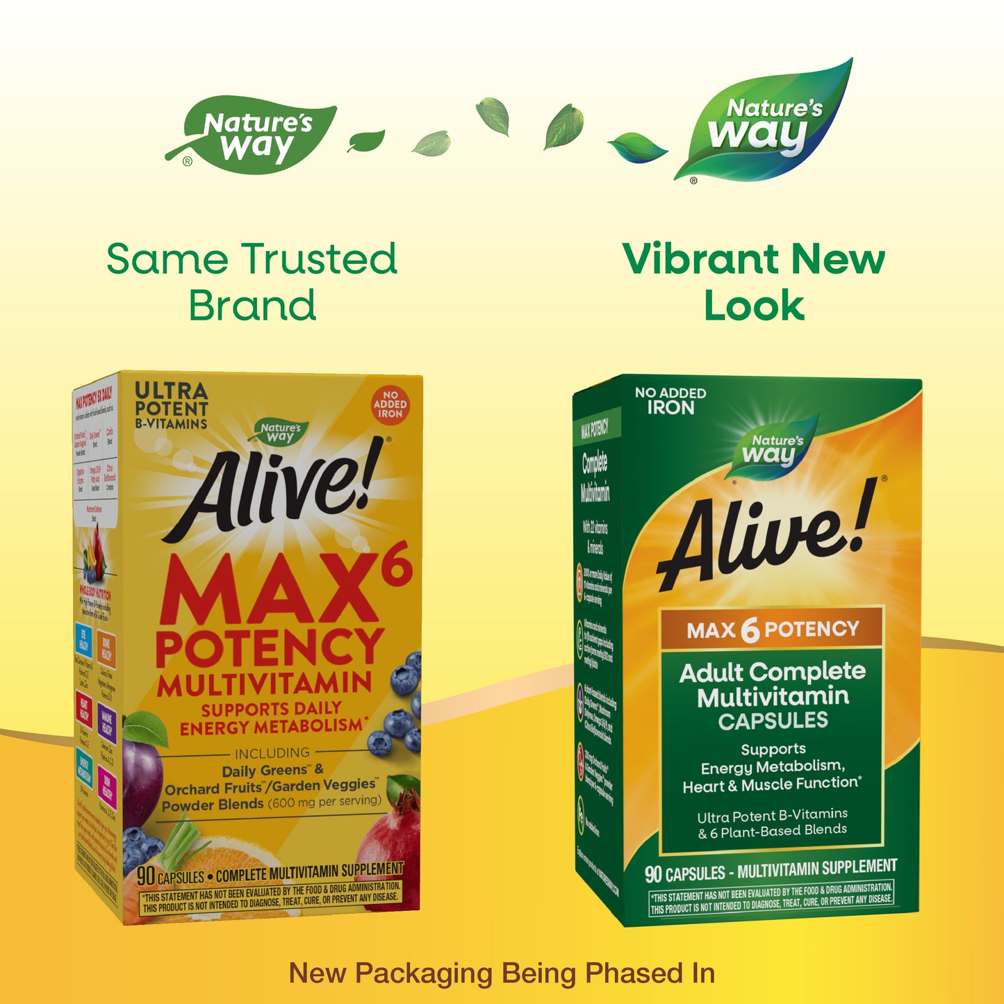 <{%MAIN1_15092%}>Alive! Max6 Max Potency Daily Multivitamin-No Added Iron - package updates old to new