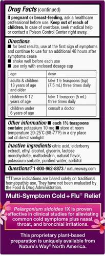 Nature's Way® | Umcka® Cold+Flu Elderberry Syrup Sku:15845