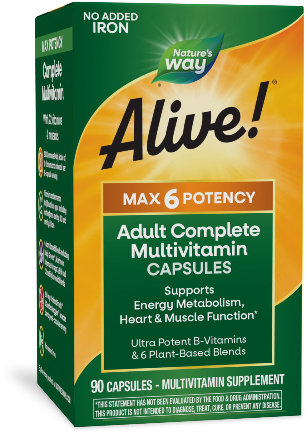 Alive!® Max6 Max Potency Daily Multivitamin-No Added Iron