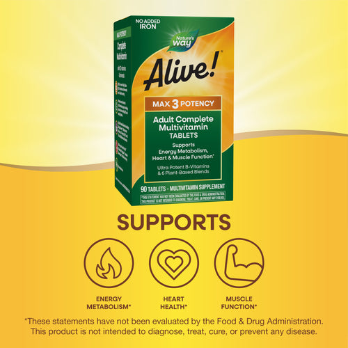 Nature's Way® | Alive!® Max3 Potency Adult Complete Multivitamin (No Iron) Sku:14931