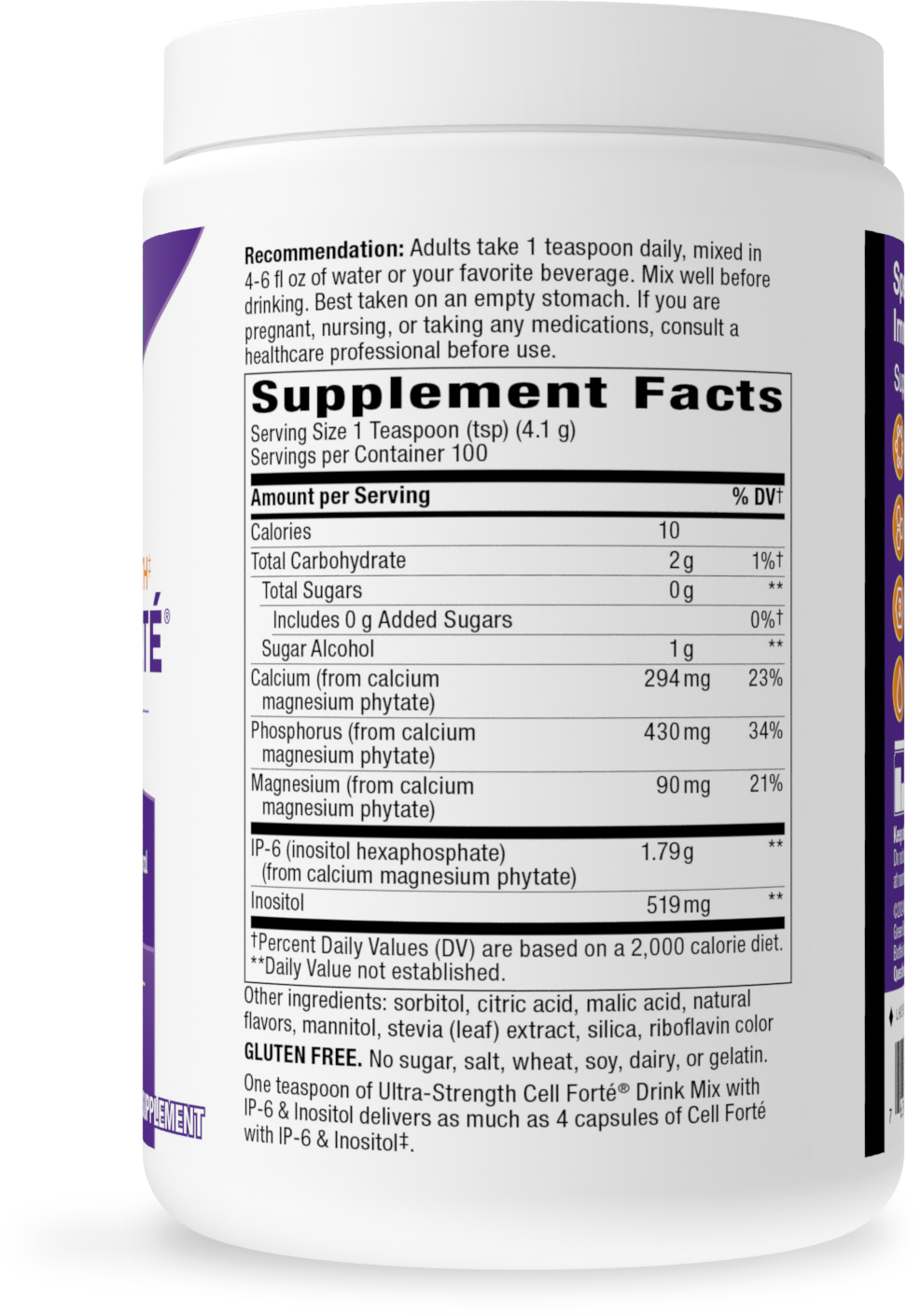 <{%MAIN2_05850%}>Nature's Way® | Ultra-Strength
Cell Forte  Drink Mix - right side of pack