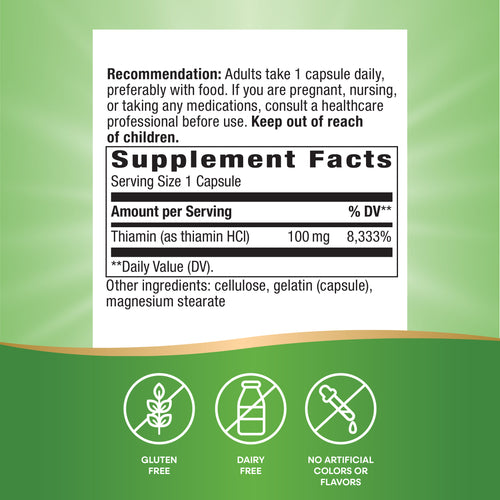 Nature's Way® | Vitamin B1 High Potency Thiamin HCl Sku:40411