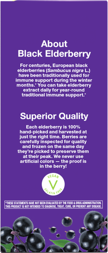 Sambucus Organic Elderberry Syrup - back of pack Sku:15796