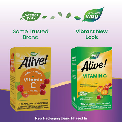 Alive! Vitamin C - package updates old to new Sku:15142