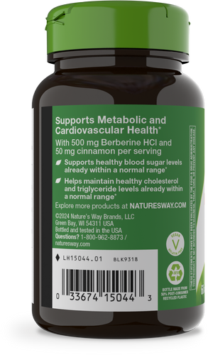 Nature's Way® | Berberine with Cinnamon - left side of pack Sku:15044