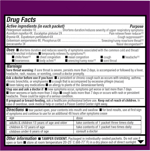 Cold+Flu Relief FastActives - back of pack Sku:15349