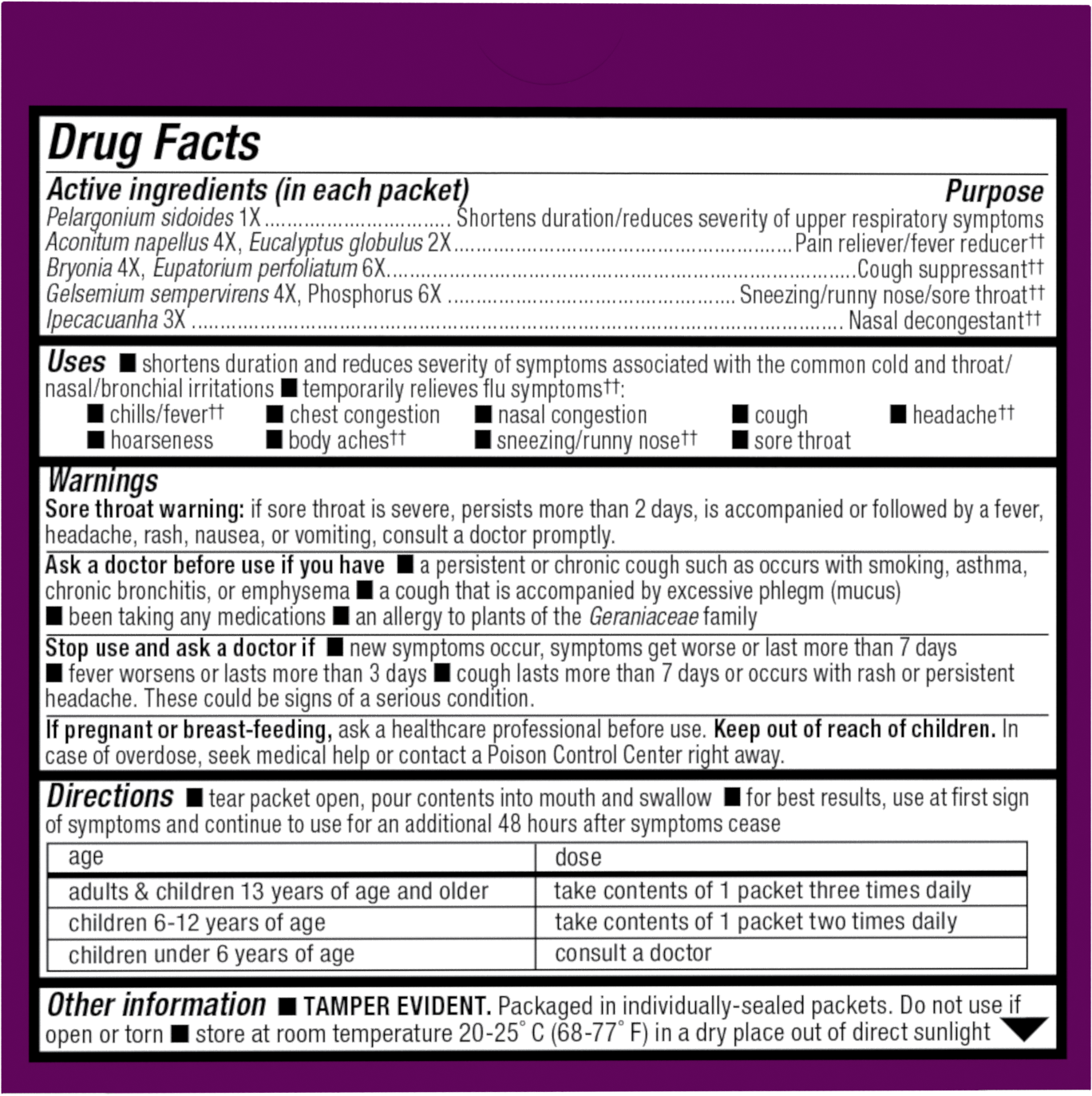 <{%MAIN2_15349%}>Cold+Flu Relief FastActives - back of pack