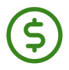 Green dollar sign inside of a circle icon