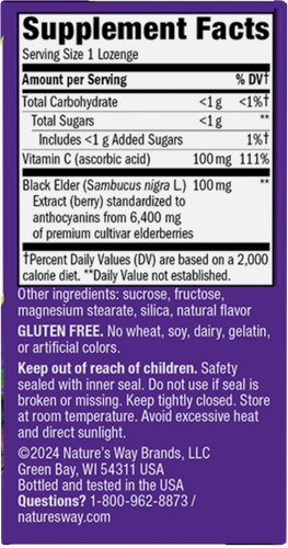 Sambucus Immune Lozenges - right side of pack Sku:14001