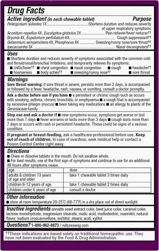 Nature's Way® | Umcka® Cold+Flu Chewables Sku:15159