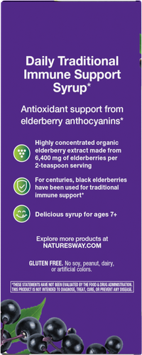 Sambucus Organic Elderberry Syrup - left side of pack Sku:15796