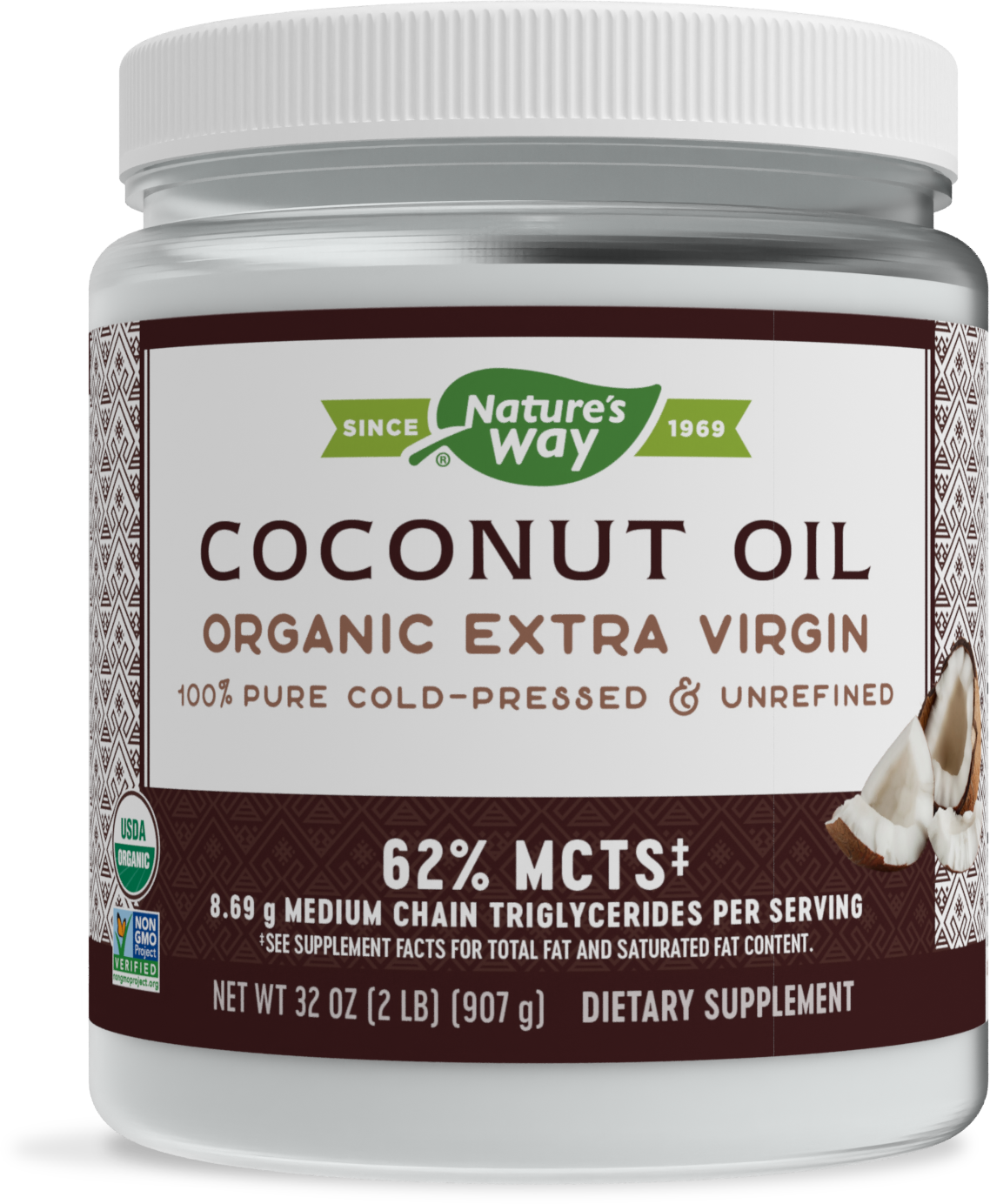 Organic Virgin Coconut Oil Pure-Cold Pressed 6oz. for Skin & Hair
