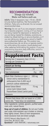 Sambucus NightTime Syrup - right side of pack Sku:10532